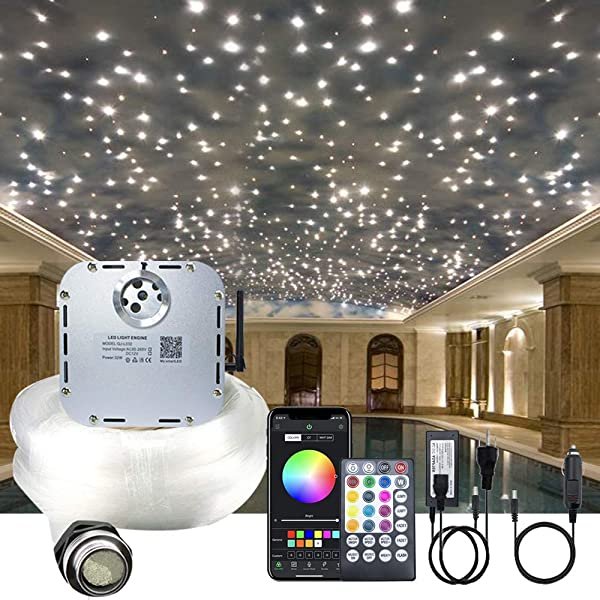 SANLI LED 32W Twinkle Fiber Optic Starlight Ceiling with Wireless Remote Controller, RGBW Starlight Ceiling Kit 