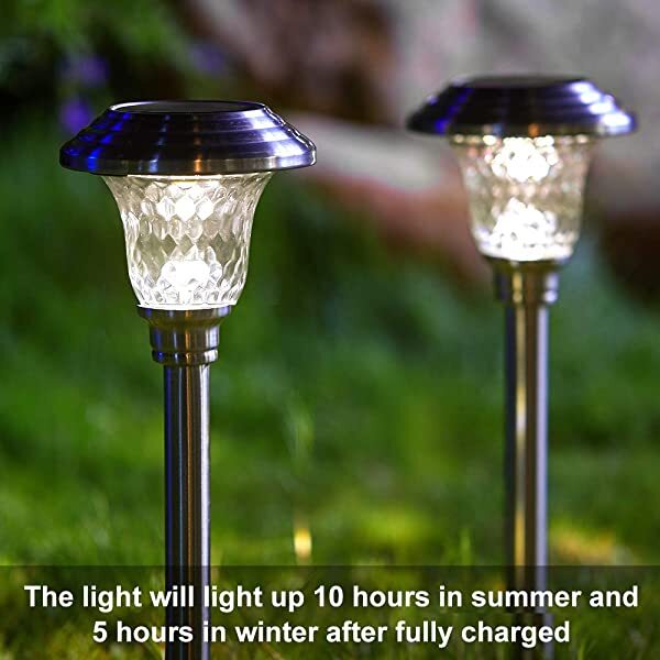 AZIMOM Silver Landscape Pathway Lighting Outdoor Solar Landscape Path Lights for Yard Patio Walkway with Spike Bronze 2-Pack