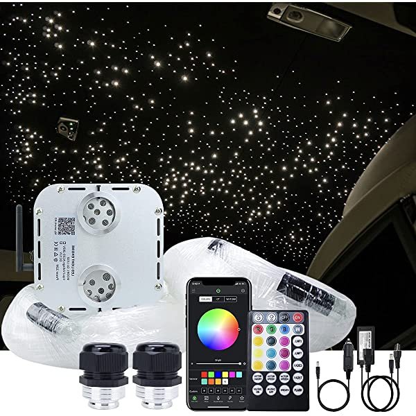 SANLI LED 32W RGBW Car Star Light Roof Kit, Twinkle Truck Star Light Roof Kit with Optical Fiber Cables