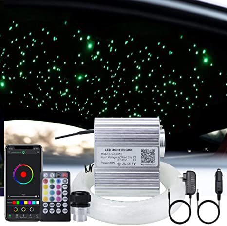 SANLI LED 10W Twinkle RGBW LED Car Roof Star Lights Bluetooth APP/Remote Control Music Mode with 450 Pcs Fiber Optic Cables