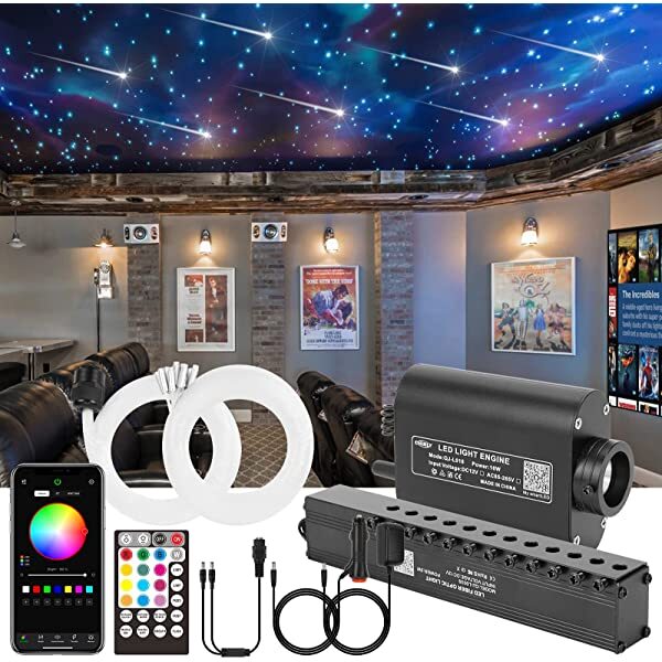 AZIMOM 16W RGBW Fiber Optic Star Ceiling Shooting Star Kits(Galaxy+Meteor) for Home Theater & Car,Truck Decoration