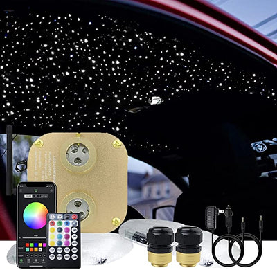 SANLI LED 20W Twinkle Starlight Roof Kit, RGBW Starlight Roof Kit with Fiber Optic Strands for Car, Truck, SUV