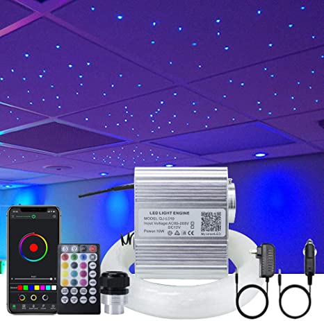 SANLI LED 10W Twinkle RGBW Fiber Optic Starry Ceiling Lights with Bluetooth APP/Remote Control Music Mode for Home Theater