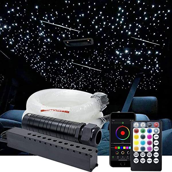 SANLI LED 6W RGB Bluetooth Starlight Headliner Kit with Shooting Star Various LED Light Source with End Glow Fiber Optic (Starry Sky+Meteor)