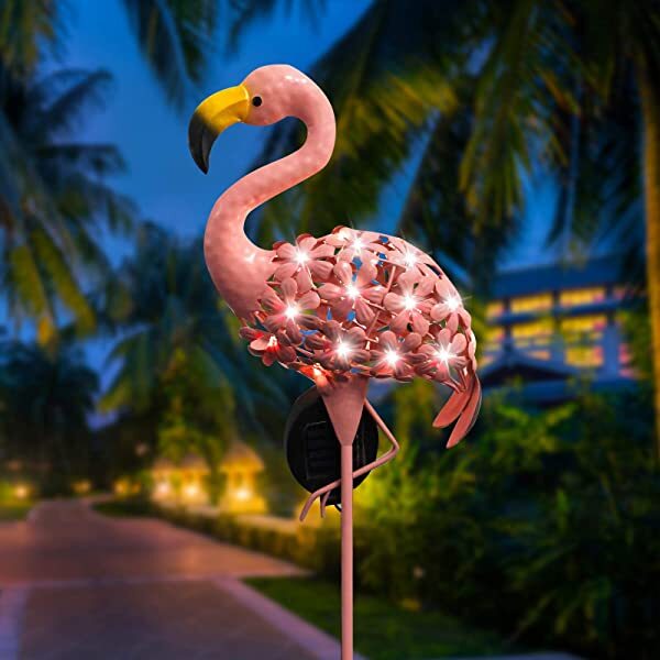 AZIMOM Solar Flamingo Lights Pink Flamingo Solar Garden Stake Lights for Lawn, Patio, Courtyard