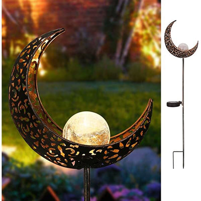 AZIMOM Solar Half Moon Outdoor Garden Lights Crescent Moon Solar Light for Lawn, Patio, Courtyard (Bronze)