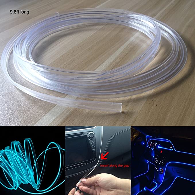 SANLI LED 3M Length Fiber Optic Strip Lighting with Tube, DIA 0.12in/3.0mm Fiber Optic Strip for Car Truck Ambient Lighting