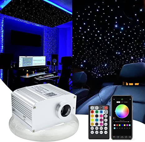 SANLI LED 10W Twinkle RGBW Fiber Optic Starry Ceiling Lights with Bluetooth APP/Remote Control Music Mode for Home Theater & Car Use