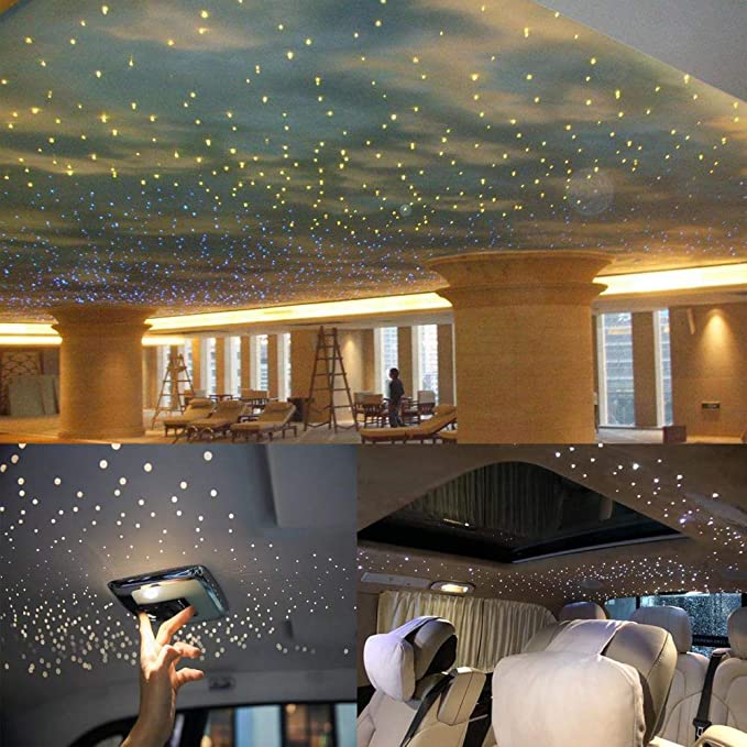 SANLI LED 2*10W Twinkle RGBW LED Ceiling Star Lights for Bedroom with Mixed PMMA Fiber Optic Cables