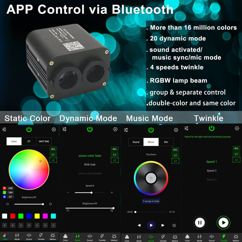 Bluetooth APP Control for SANLI LED Smart 2x10W Rolls Royce Star Lights | Azimom.shop