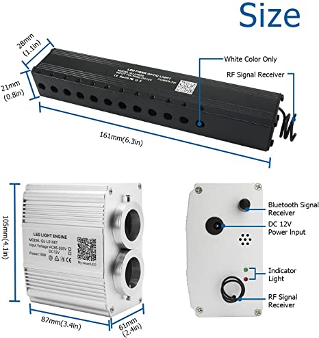 Size for SANLI LED 2*8W RGBW Fiber Optic Lighting Kit for Homes, Twinkle Fiber Optic Lighting with Meteor Kit 