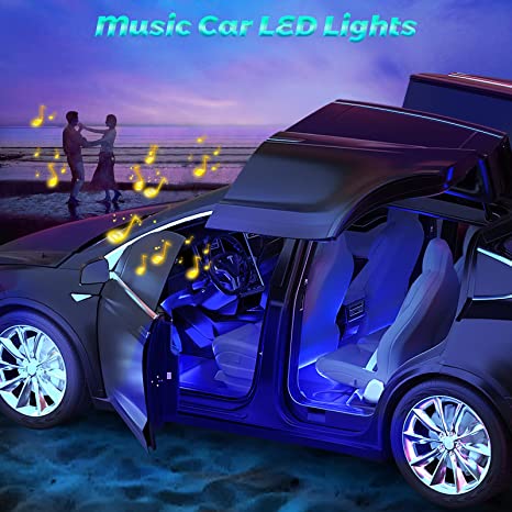 SANLI LED RGB Car LED Strip Light, Flexible Car LED Strip Light with Music & Bluetooth APP Control