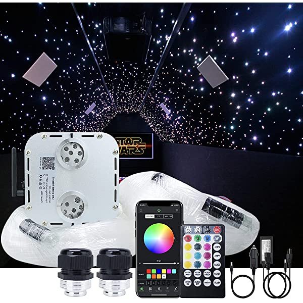 NLI LED 2x16W RGBW Home Theater Starlight Ceiling with Remote Control, Dual Head Home Theater Starlight Ceiling for Cinema Room & Bedroom