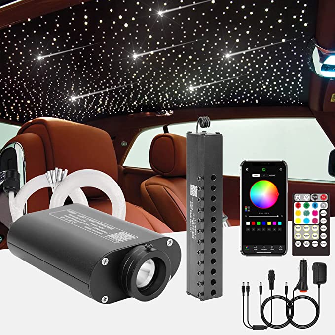 SANLI LED 16W RGBW Rolls Royce Roof Star Ceiling Lights with Meteor Kit Bluetooth APP/Remote Control & Sound Activated for Car Starlight Headliner