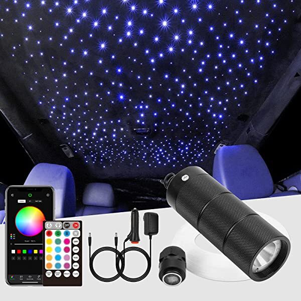 AZIMOM 6W RGB Rolls Royce Starlight Car Roof Kit Bluetooth APP/Remote Control Sound Control with Fiber Optic Bundle