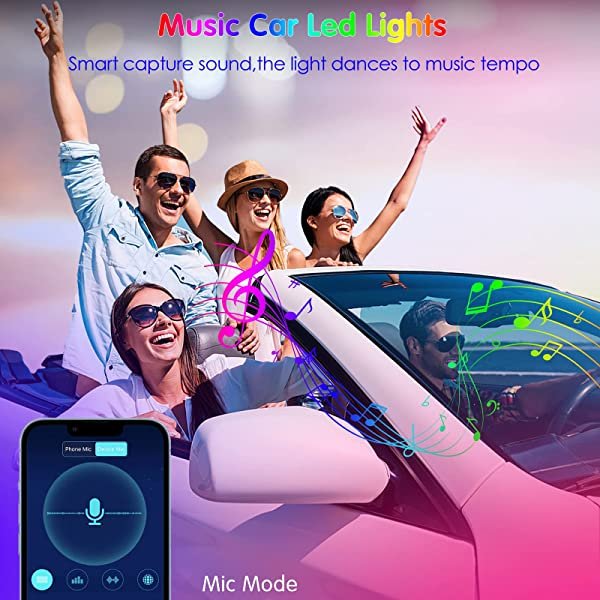 SANLI LED Smart Interior Car Ambient Lighting with DIY Mode and Music Mode,