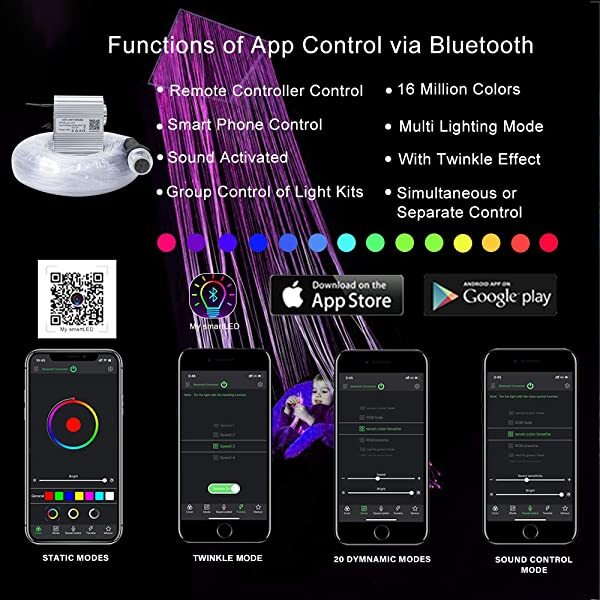 Bluttooth APP for AZIMOM 10W Twinkle RGBW LED Fiber Optic Sensory Light 
