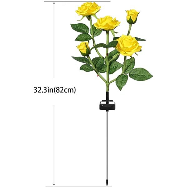 Dimensions for AZIMOM Yellow Solar Rose Lights Solar Powered Roses Solar Rose Flower Garden Lights 