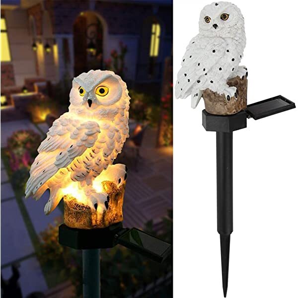 AZIMOM Solar Owl Lights Solar Powered Owl Light Solar Owl Garden Stake for Pathway Lawn, Patio or Courtyard