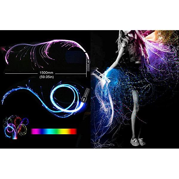 SANLI LED Fiber Optic Pixel Whip 360° Swivel LED Optic Whip for Party Dancing Light Show EDM Music Festival