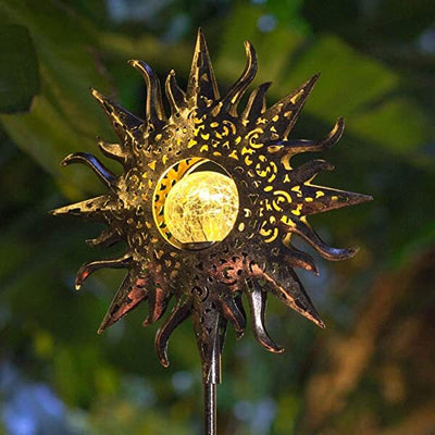 AZIMOM Sun and Moon Solar Garden Lights Sun Moon Solar Light for Garden, Lawn, Patio or Courtyard