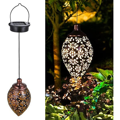 AZIMOM Outdoor Solar Lanterns Hanging Solar Powered Outdoor Decorative Lanterns for Yard Tree Fence Patio 1-Pack