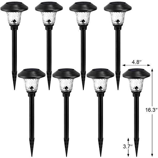 AZIMOM Landscape Pathway Lighting Outdoor Solar Landscape Path Lights for Yard Patio Walkway with Spike Bronze 8-Pack