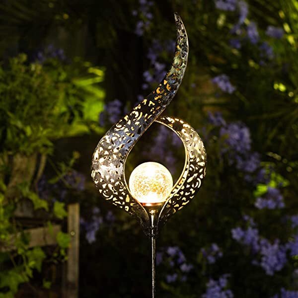 AZIMOM Solar Moon Crackle Garden Decor Light Solar Light Moon for Garden Lawn Patio or Courtyard