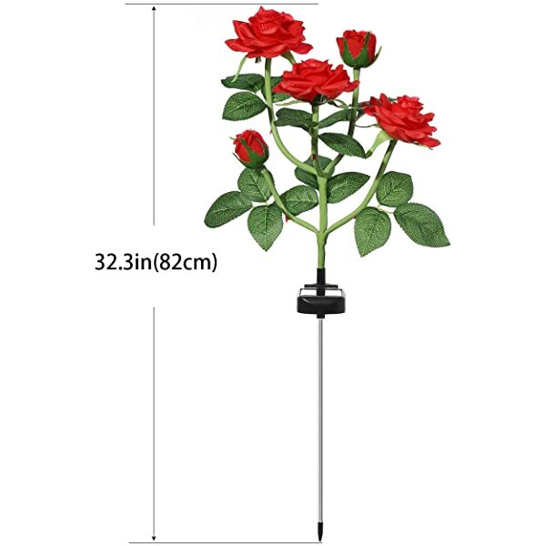Dimension for AZIMOM Red Solar Rose Lights Solar Powered Roses Solar Rose Flower Garden Lights 