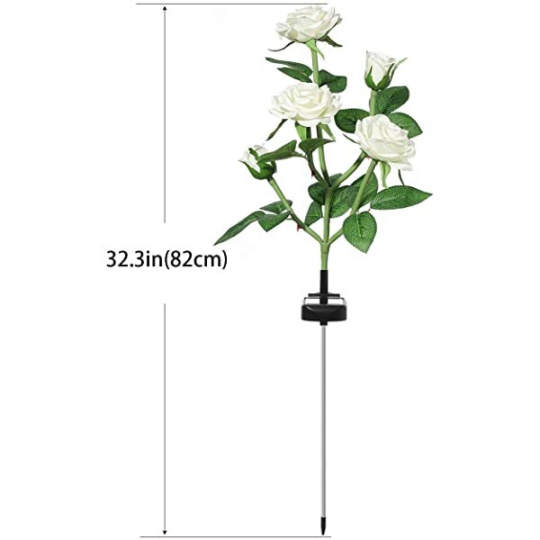 Dimensions for AZIMOM White Solar Rose Lights Solar Powered Roses Solar Rose Flower Garden Lights 