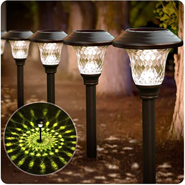AZIMOM Bronze Landscape Pathway Lighting Outdoor Solar Landscape Path Lights for Yard Patio Walkway with Spike Bronze 4-Pack