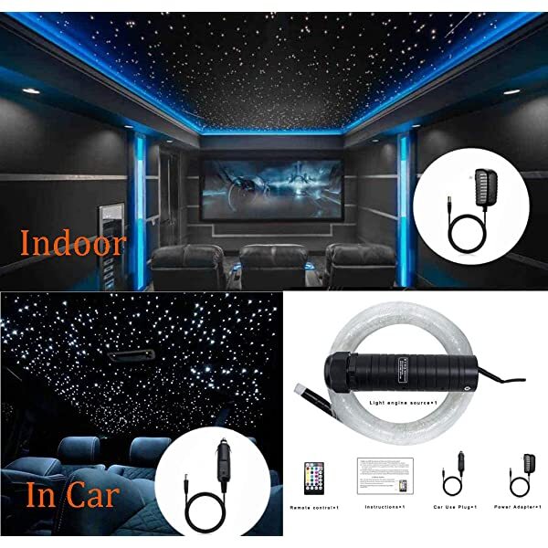 SANLI LED 6W RGB Rolls Royce Starlight Car Roof Kit Bluetooth APP/Remote Control Sound Control with Fiber Optic Bundle