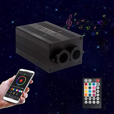 AZIMOM 2*6W Twinkle RGBW Fiber Light Source with Bluetooth APP/Remote Control Sound Activated for Car Roof Star Ceiling