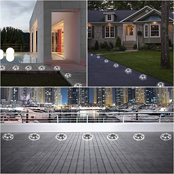 AZIMOM Solar Garden Path Lights Solar-Powered Wireless Outdoor Walkway Lighting 12-Pack Bright White for Dock Lighting/Path lighting/Road Marker