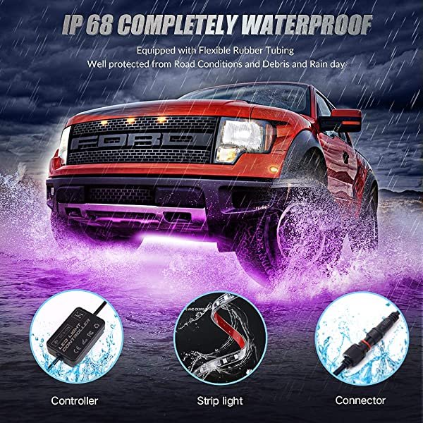 SANLI LED Underglow Light with Bluetooth APP Control Waterproof Neon Underglow Light with Dream Color Chasing 6 Pcs Rainbow Underglow Lights for Cars Trucks SUV Azimom.shop Azimom Shop