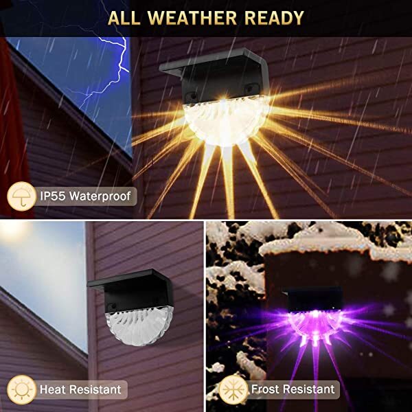 Work Enviroment for AZIMOM Solar Stair Lights Outdoor LED Step Lights 8-Pack Warm White & Color Glow for Home Yard, Garden