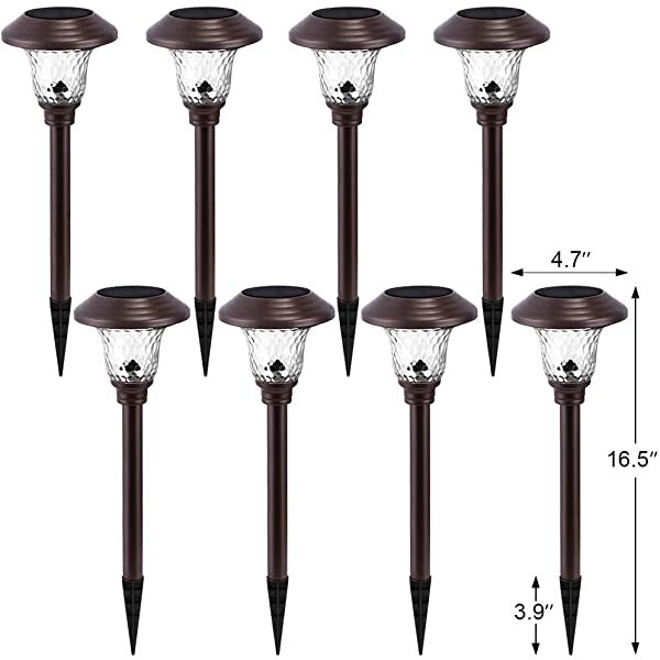 AZIMOM Bronze Landscape Pathway Lighting Outdoor Solar Landscape Path Lights for Yard Patio Walkway with Spike Bronze 8-Pack
