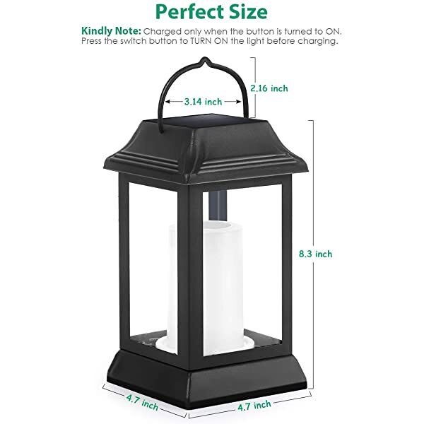 Dimensions for AZIMOM Black Hanging Solar Lanterns Solar Garden Lanterns Solar Powered Garden Lantern 