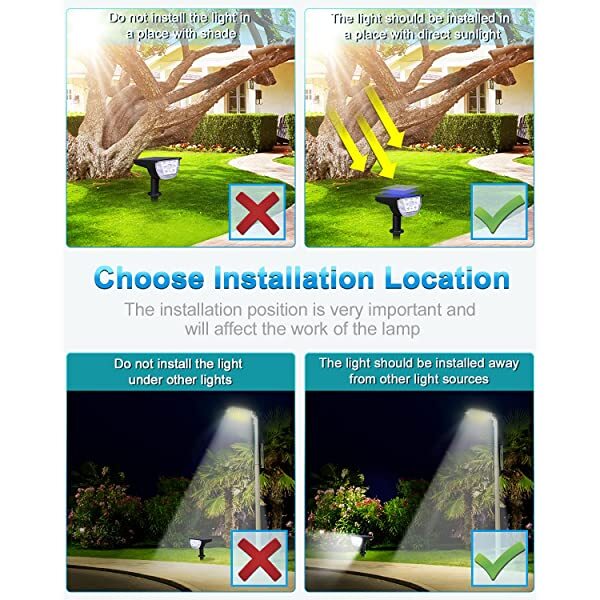 Remind Installation Note for AZIMOM Outdoor Solar Spot Lights Solar Powered Spotlight Cool White 6500K Waterproof IP67