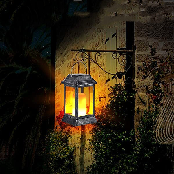 AZIMOM Bronze Hanging Solar Lanterns Solar Garden Lanterns Solar Powered Garden Lantern for Garden Patio Deck Yard 2-Pack