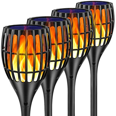 AZIMOM Solar Tiki Torches Solar Flame Lights Waterproof Landscape Lighting Auto On/Off from Dusk to Dawn Security Torch Light for Yard Patio Pathway 4-Pack