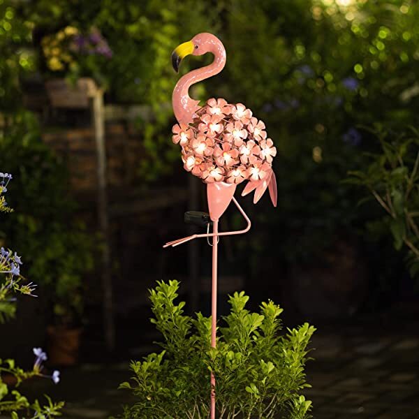 AZIMOM Solar Flamingo Lights Pink Flamingo Solar Garden Stake Lights for Lawn, Patio or Courtyard