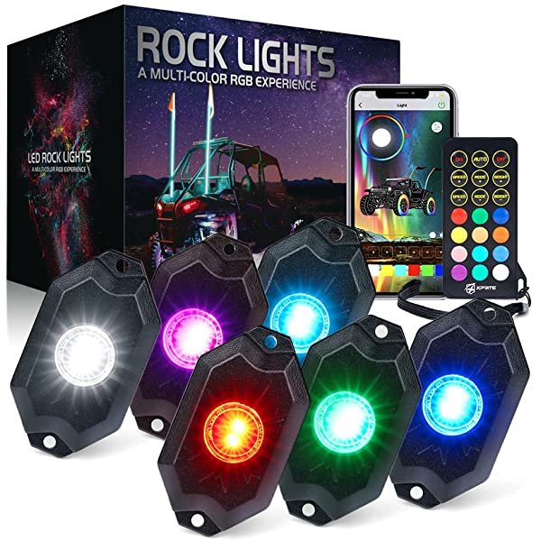SANLI LED Rock Lights for Trucks Cars, RGBW Rock Lights with Bluetooth & Wireless Remote Controller, Best Rock Lights for Trucks&
