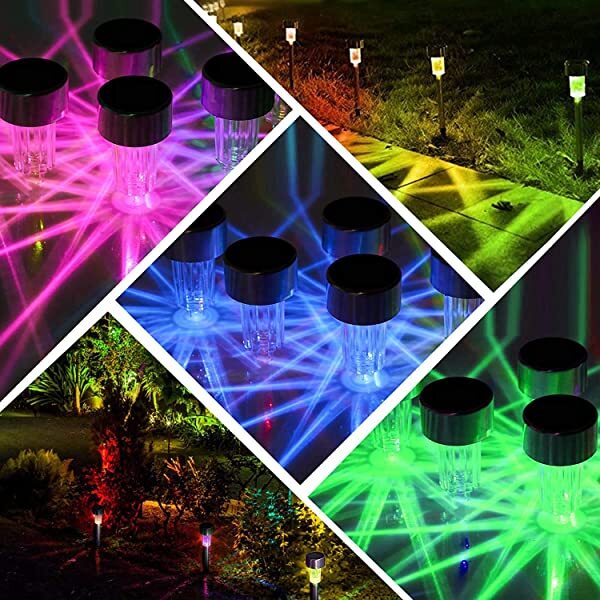 12 Pack Solar Pathway lights Waterproof Colored Solar Pathway Lights (Red/Green/Blue/Orange/Pink/Ice Blue/Purple) for Garden, Patio, Lawn, Yard