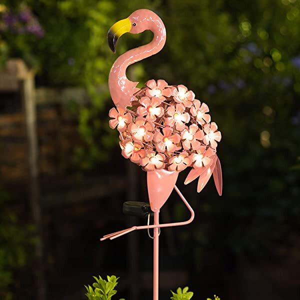AZIMOM Solar Flamingo Lights Pink Flamingo Solar Garden Stake Lights for Lawn, Patio & Courtyard
