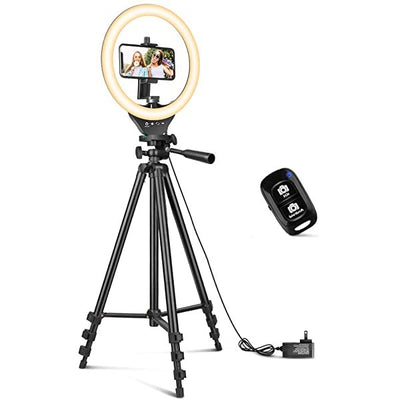 AZIMOM 10 Inch 26cm Ring Light with Tripod Stand & Phone Holder